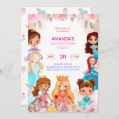 プリンセスガールバースデーパーティー3年招待状 招待状 (正面/裏面)