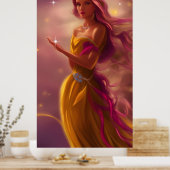 プリンセスガールピンク金ゴールドティアラおとぎ話スパークル ポスター (キッチン)