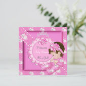 プリンセスガールベイビーシャワーピンクかわいいバンニ 招待状 (スタンド正面)