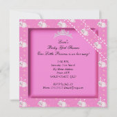 プリンセスガールベイビーシャワーピンクかわいいバンニ 招待状 (裏面)