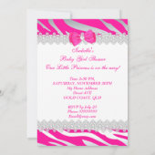 プリンセスガールベイビーシャワーホットピンクゼブラエスニック 招待状 (裏面)