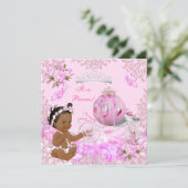 プリンセスガールベビーシャワーピンクのキャリッジのエスニック 招待状 (スタンド正面)