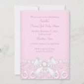 プリンセスガールベビーシャワーピンクレースダイヤモンドホワイト 招待状 (裏面)