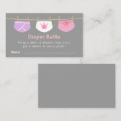 プリンセスガールベビーシャワー、おむつラッフルチケット エンクロージャーカード (正面/裏面)
