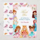 プリンセスガール バースデーパーティー 3歳 サンクス サンキューカード (正面/裏面)
