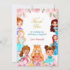 プリンセスガール バースデーパーティー 3歳 サンクス サンキューカード