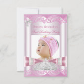 プリンセスガール ファーストバースデー 1歳のパーティー 招待状 (正面)