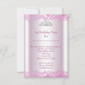 プリンセスガール ファーストバースデー 1歳のパーティー 招待状 (裏面)