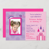 プリンセスキャッかわいらしスルフォト誕生日招待状 招待状 (正面/裏面)