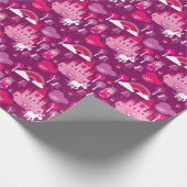 プリンセスキャッスルとユニコーン虹 ラッピングペーパー (角)