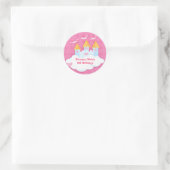 プリンセスキャッスルカスタム誕生日フェイスステッカー ラウンドシール (バッグ)