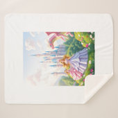 プリンセスキャッスルガールズブランケット – おとぎ話トドラー シェルパブランケット (正面(横))