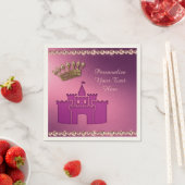 プリンセスキャッスルクラウン&ジュエリーパーティーパーソナライズ スタンダードカクテルナプキン (インサイチュ)