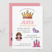 プリンセスキャッスルクリスタルシューズ誕生日招待状 招待状 (正面/裏面)