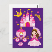 プリンセスキャッスルティアラクラウン小さな女の子パープル ポストカード (正面/裏面)