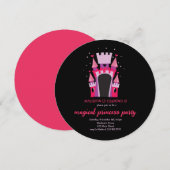 プリンセスキャッスルバウンスハウスバースデーパーティー 招待状 (正面/裏面)