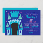 プリンセスキャッスルバウンスハウスバースデーパーティー 招待状 (正面/裏面)