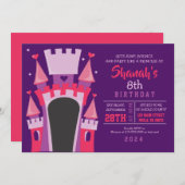 プリンセスキャッスルバウンスハウスバースデーパーティー 招待状 (正面/裏面)