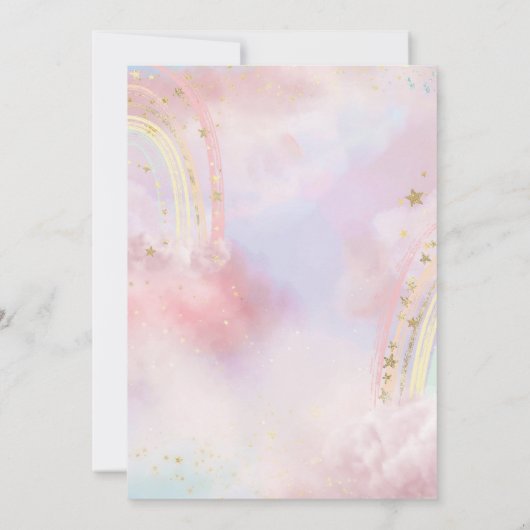 プリンセスキャッスルバタフライレインボー誕生日 招待状 (裏面)