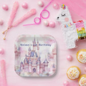 プリンセスキャッスルピンクパープル ペーパープレート (パーティー)