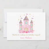 プリンセスキャッスルピンク金ゴールドフローラ誕生日 サンキューカード (正面)