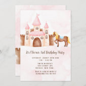 プリンセスキャッスルホース誕生日パーティー 招待状 (正面/裏面)