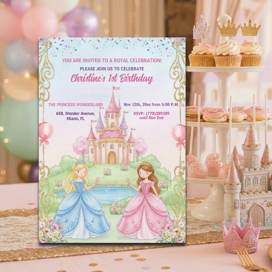 プリンセスキャッスルロイヤル1歳の誕生日パーティー 招待状