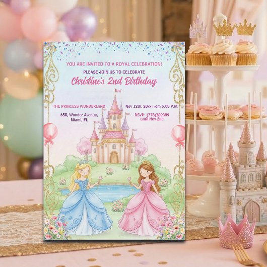 プリンセスキャッスルロイヤル2歳の誕生日パーティー 招待状