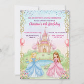 プリンセスキャッスルロイヤル4歳の誕生日パーティー 招待状 (正面)