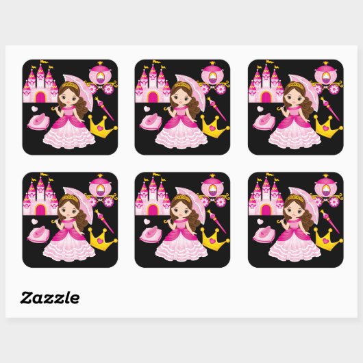 プリンセスキャッスル小さな女の子クイーンティアラクラウン スクエアシール (シート)