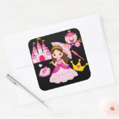 プリンセスキャッスル小さな女の子クイーンティアラクラウン スクエアシール (封筒)