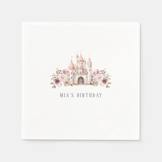プリンセスキャッスル誕生日ガールズ スタンダードカクテルナプキン (正面)