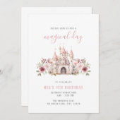 プリンセスキャッスル誕生日招待状ガールズ 招待状 (正面/裏面)