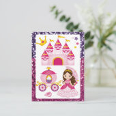 プリンセスキャッスル金ゴールドクラウンピンクパープルシークイン ポストカード (スタンド正面)