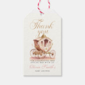 プリンセスキャリッジのピンクの女の子ありがとう赤ちゃんシャワー ギフトタグ (正面)