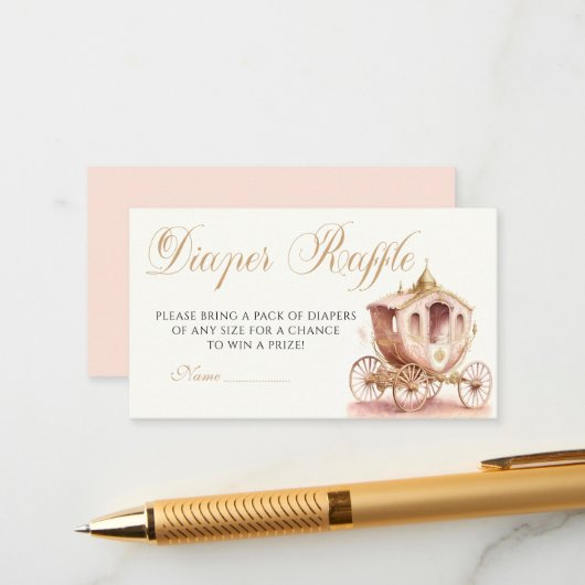 プリンセスキャリッジのピンクの赤ちゃんシャワーエンクロージャカード エンクロージャーカード (正面/裏面インサイチュ)