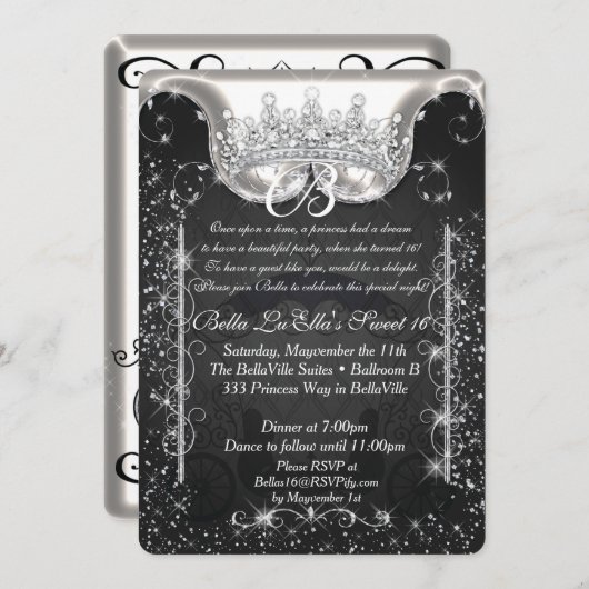 プリンセスキャリッジジュエルパーティー誕生日招待状 招待状 (正面/裏面)