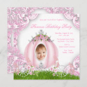 プリンセスキャリッジフォトバースデーパーティー 招待状 (正面/裏面)