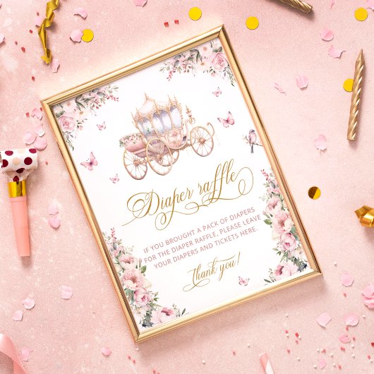 プリンセスキャリッジフローラベビーシャワーおむつラッフル ポスター