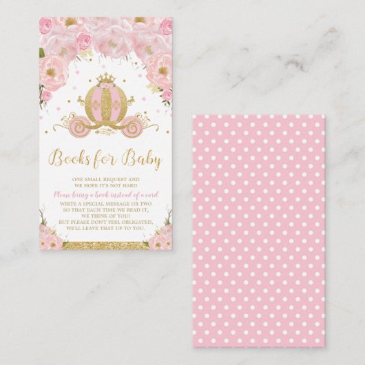 プリンセスキャリッジフローラ赤ちゃんシャワーが本を持ってくる エンクロージャーカード (正面/裏面)