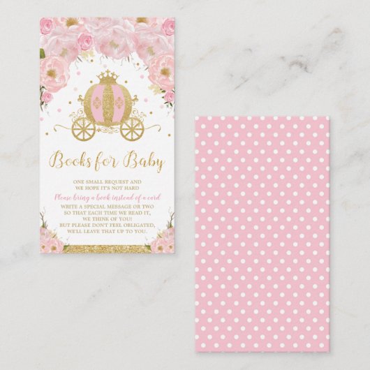 プリンセスキャリッジフローラ赤ちゃんシャワーが本を持ってくる エンクロージャーカード (正面/裏面)