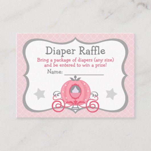 プリンセスキャリッジベビーガールおむつラッフルチケット エンクロージャーカード (正面)
