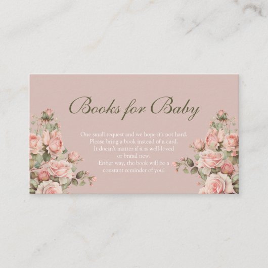 プリンセスキャリッジヴィンテージピンクローズブックスベビー エンクロージャーカード (正面)