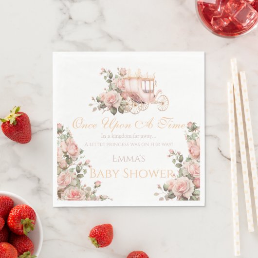 プリンセスキャリッジヴィンテージピンクローゼベビーシャワー スタンダードランチョンナプキン (インサイチュ)