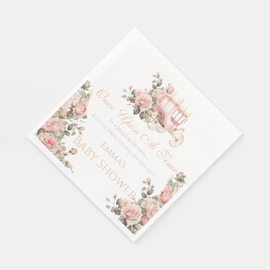 プリンセスキャリッジヴィンテージピンクローゼベビーシャワー スタンダードランチョンナプキン (角)