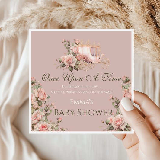 プリンセスキャリッジヴィンテージピンクローゼベビーシャワー スタンダードランチョンナプキン