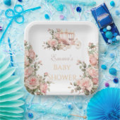 プリンセスキャリッジヴィンテージピンクローゼベビーシャワー ペーパープレート (パーティー)