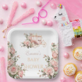 プリンセスキャリッジヴィンテージピンクローゼベビーシャワー ペーパープレート (パーティー)