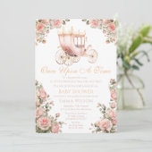 プリンセスキャリッジヴィンテージピンクローゼベビーシャワー 招待状 (スタンド正面)