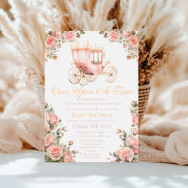 プリンセスキャリッジヴィンテージピンクローゼベビーシャワー 招待状